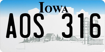 IA license plate AOS316