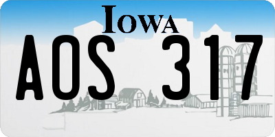 IA license plate AOS317