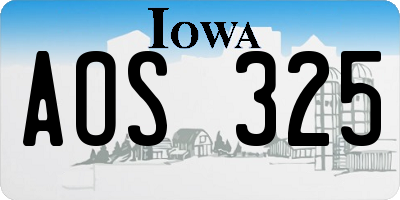 IA license plate AOS325