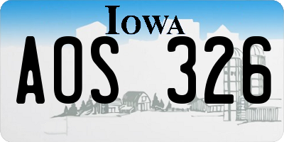 IA license plate AOS326