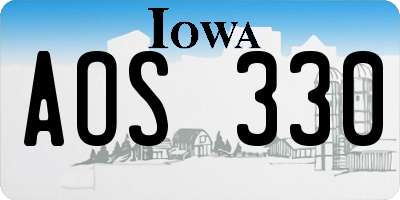 IA license plate AOS330