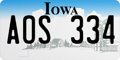 IA license plate AOS334