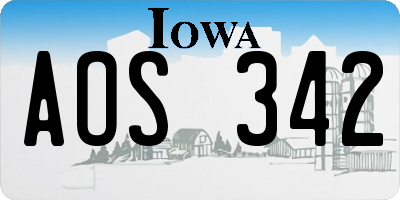 IA license plate AOS342