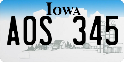 IA license plate AOS345