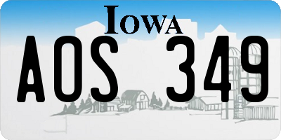 IA license plate AOS349