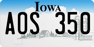 IA license plate AOS350
