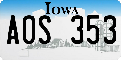 IA license plate AOS353