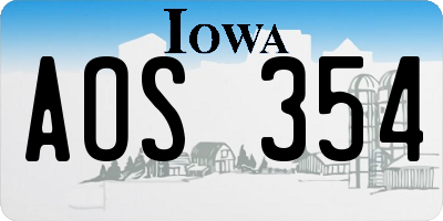 IA license plate AOS354