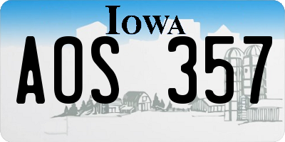 IA license plate AOS357