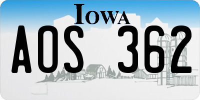 IA license plate AOS362