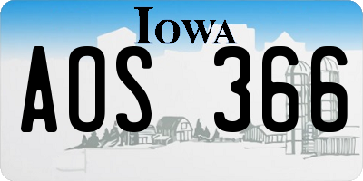 IA license plate AOS366