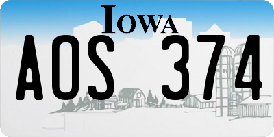 IA license plate AOS374