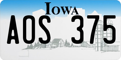 IA license plate AOS375