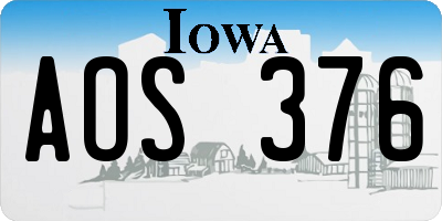 IA license plate AOS376
