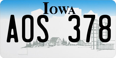 IA license plate AOS378