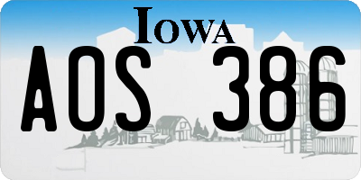 IA license plate AOS386