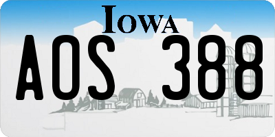 IA license plate AOS388