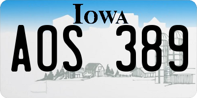 IA license plate AOS389