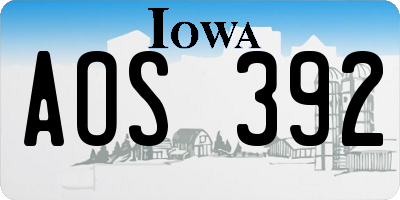 IA license plate AOS392