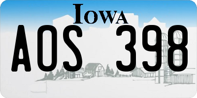 IA license plate AOS398