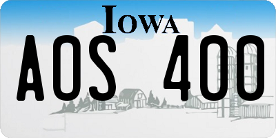 IA license plate AOS400