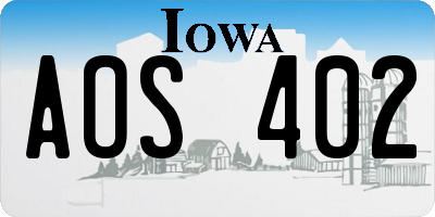 IA license plate AOS402