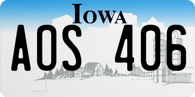 IA license plate AOS406