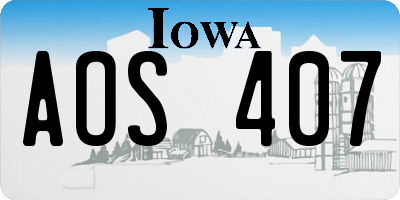 IA license plate AOS407