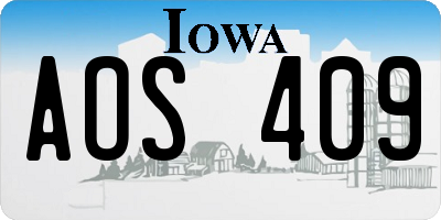 IA license plate AOS409