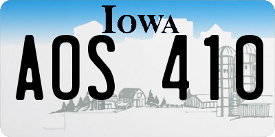 IA license plate AOS410