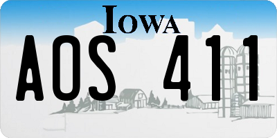 IA license plate AOS411