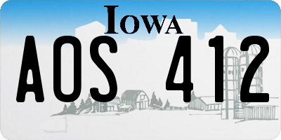 IA license plate AOS412