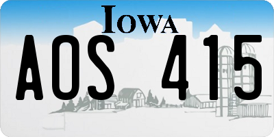 IA license plate AOS415