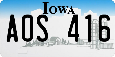 IA license plate AOS416