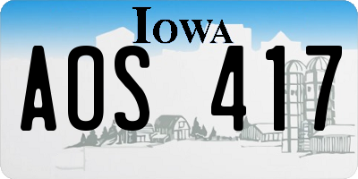 IA license plate AOS417