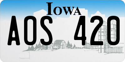 IA license plate AOS420