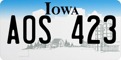 IA license plate AOS423