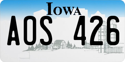 IA license plate AOS426