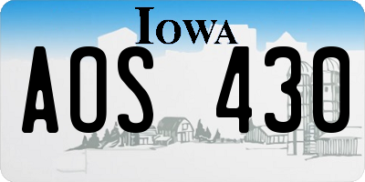 IA license plate AOS430