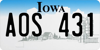 IA license plate AOS431