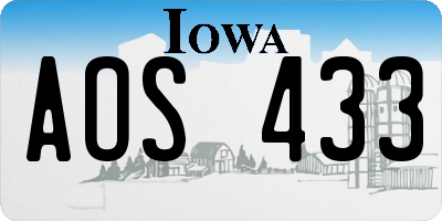 IA license plate AOS433