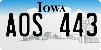 IA license plate AOS443