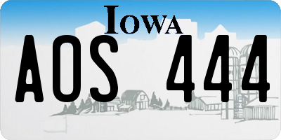 IA license plate AOS444
