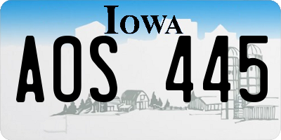 IA license plate AOS445