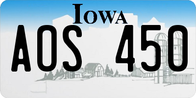 IA license plate AOS450