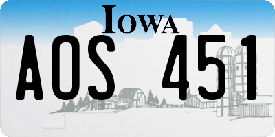 IA license plate AOS451