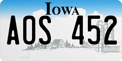 IA license plate AOS452