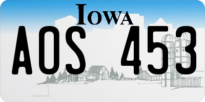 IA license plate AOS453