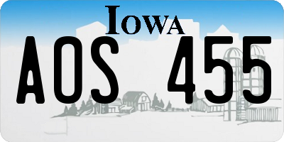IA license plate AOS455