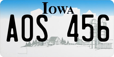 IA license plate AOS456